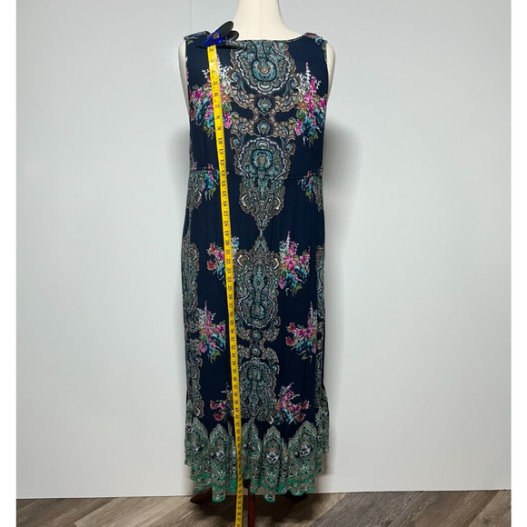 Bila Maxi Dress XL Blue Floral Crochet Tiered Cottagecore Boho Sleeveless Beachy - Picture 7 of 12